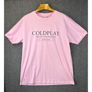 Coldplay T-Shirt Music of the Spheres World Tour XL‎ Pink Organic Cotton Flawed